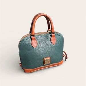Dooney & Bourke pebble grain zip zip satchel in turquoise